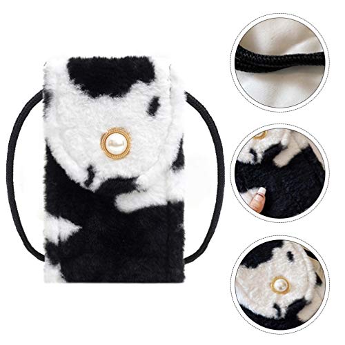KESYOO Bolsa de Ombro de Pelúcia Com Padrão de Vaca Bolsa de Telefone para Viagem Ao Ar Livre Crossb