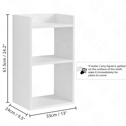 Image of ABOUT SPACE Side Table - Bed Side Tables for Bed Room with 2 Adjustable Shelves | DIY Engineered Wood Night Stand with Storage, Open Display End Table for Home Office(L 33 x B 24 x H 61.5 cm - White)