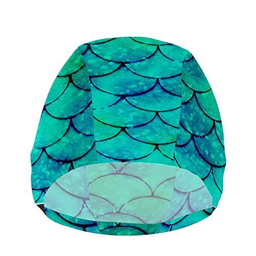 Youran Swim Cap, Polyster High Elasticity Swimming Cap Fit Both Long Hair Short Hair, Mermaid Green Scales Swim Caps Woman Men Teenagers Non-Waterproof One Size Hat, Green, 10×7.87 Inch #TOP1