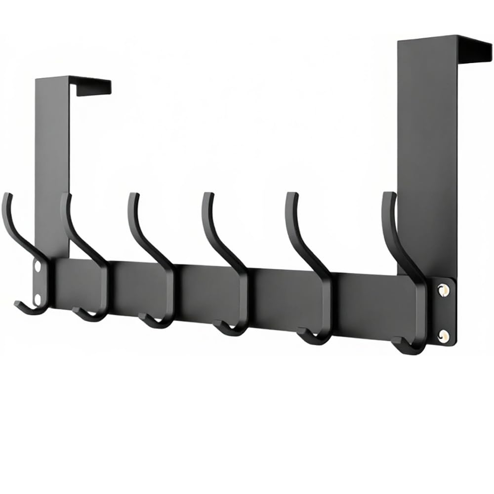 Crozgan Black Stainless Steel Over Door Hanger With 12 Hooks