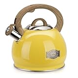 Tea Kettle for Stovetop, 2.7 Quart Loud Whistle Stovetop Teapots,Food Grade Stainless Steel Tea kettles for Stove Top with Anti-hot Ergonomic Handle,Suitable for All Heat Sources,Yellow