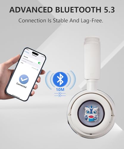 XuanGui Wireless On-Ear Headphones Bluetooth with Microphone, Lightweight Foldable Wireless Headphones Built-in LED Lights, FM Radio, Micro SD/TF Slot for Travel Home, Blue Q9M - image 2