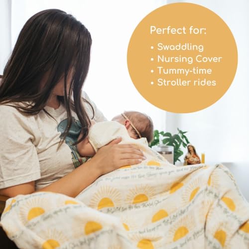 Image of Scripture Blessing Blanket | Toddlers Double Sided Muslin Blanket | Super Soft Swaddle Blanket with 6-Layers | Luxury, Breathable Toddler Essentials for Girls and Boys | 47 inch X 47 inch