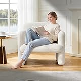 VASOENY 33.86' Accent Chairs, Modern Conversation Chair Velvet Fabric Arm Chair Comfy Leisure Single Sofa Chair with a Waist Pillow for Bedroom, Office and Living Room (Beige, 33.86')