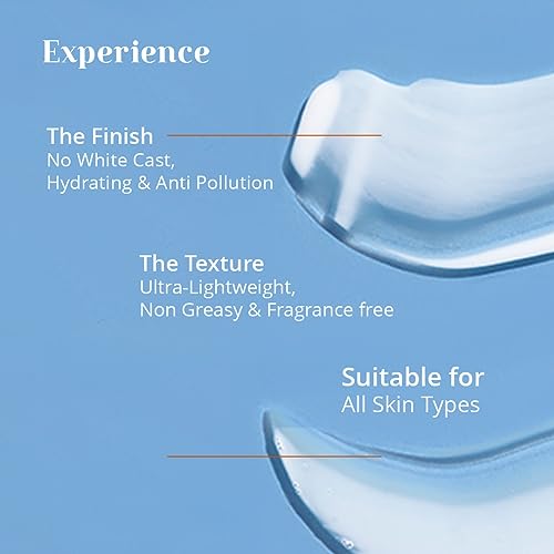 Image of Skyn Organic Co. Hyaluronic Acid Fluid Sunscreen Cream SPF 50 (PA++++) Broad Spectrum(UVA /UVB) Protection for Men And Women, Hydrating, Ultra Light Weight, 100% No-White Cast, All Type Skin 30 ML