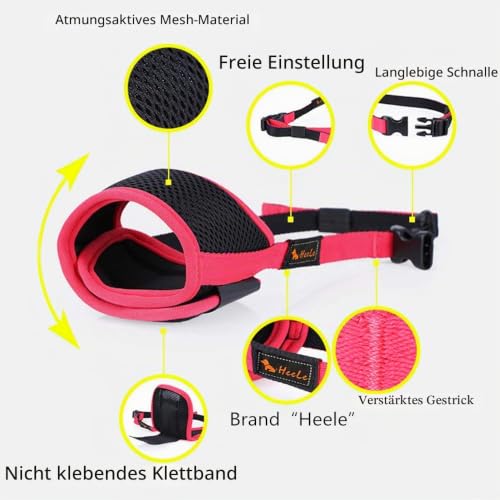 HEELE Maulkorb Für Hunde, Verstellbare Schlaufe, Atmungsaktiv, Sicherer, Schneller Sitz Für Kleine, Mittelgroße Hunde, Verhindert Das Beißen, Kauen Und Bellen (M, Grau)