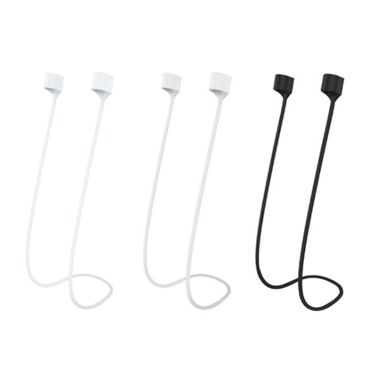6 Pezzi Cinturini in Silicone per AIrPods Pro/3/2/1, Cinghie Anti-Perdita, Cordino Anti-Smarrimento Guinzaglio Sportivo (Nero/Rosa/Bianco