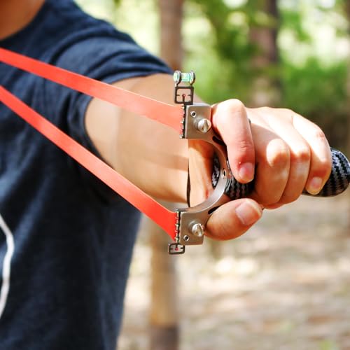 Luoyer Zwille Profi Steinschleuder für Erwachsene die Jagd Schleuderset mit Tasche Zielglocke Zubehör für Outdoor Sport Katapult Slingshot (Kunststoff-Griff)