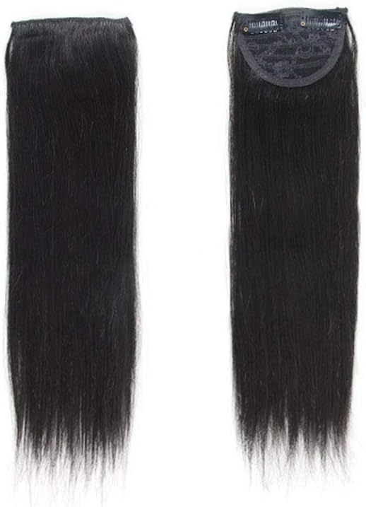 e estelle Human Hair Invisible Hair pad piece Seamless Clip In Extension,Hair Topper for Thinning Hair,2pcs side hair extensions (Black)