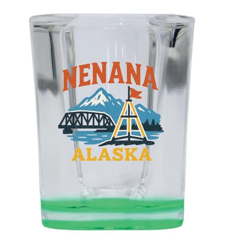 Vaso shot cuadrado 2 oz base verde Souvenir Alaska