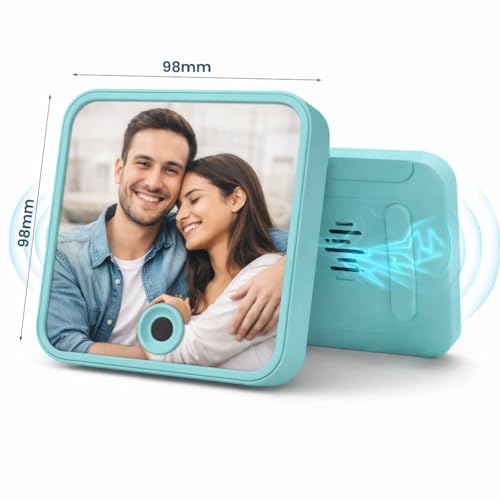 Image of Rangoli Personalized Photo Frame with Inbuilt Music Player 98 x 98 mm | Customized Picture Frame with Song Playback | USB-C Charging Port | Unique Gift for Couples, Birthday, Anniversary. D-12