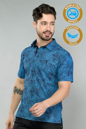 Image of STELLERS Men's Premium Printed Polo T-Shirt | Wrinkle Free | Quick Dry | Breathable | Stretchable | Regular Fit