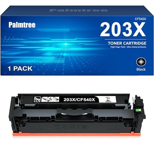Palmtree Toner Cartridge Compatible for HP 203X 203A CF540X CF540A for Color Laserjet Pro MFP M281fdw M281fdn M280nw Color Laserjet Pro M254dw M254nw M254dn M281 M254 (Black, 1-Pack)