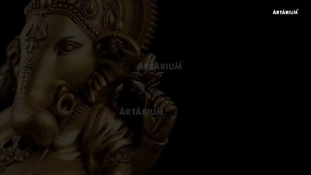 Estatua de Ganesha Vighnaharta Dorada 9 Pulgadas miniatura 7