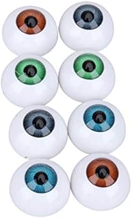 WINOMO 8pc Realistic Half Round Hollow Back Fake Eyes Eyeballs, DIY Halloween Prop Horror Mask Doll Bear for Halloween