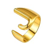 Suplight Initial Letter Ring A-Z Alphabet Adjustable Open Ring, Wedding Gift for Her, Index Finger S