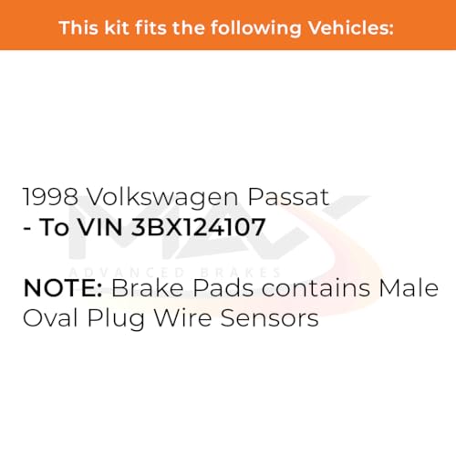 Image of Max Advanced Brakes Front & Rear Brake Kit Compatible With 1998 VW Passat To VIN 3BX124107 Replacement Geomet Coated OE Disc Brake Rotors and Ceramic Brake Pads
