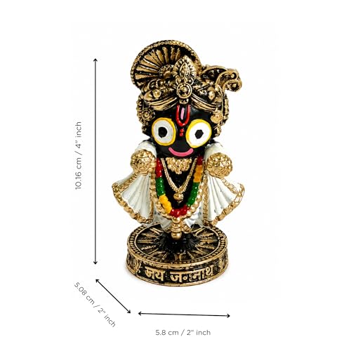 Image of eCraftIndia Lord Jagannath Idol Decorative Showpiece for Home Temple Puja Room Office Desk Spiritual Gift Handcrafted Resin Figurine Traditional Hindu God Murti for Vastu and Festive Decor