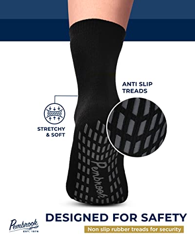 Pembrook Recycled Cotton Non Slip Socks | 4 Pairs Crew Grip Socks Men & Women | Crew Socks With Grippers For Men & Women #TOP2