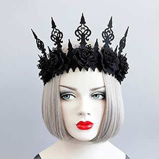 SHOKUTO Halloween Rose Crown Headband, Gothic Halloween Flower Headband for Women, Girl, Adults Witcher Makeup Hair Accessories for Halloween Dancing Party Cosplay Masquerade Decoration-Black