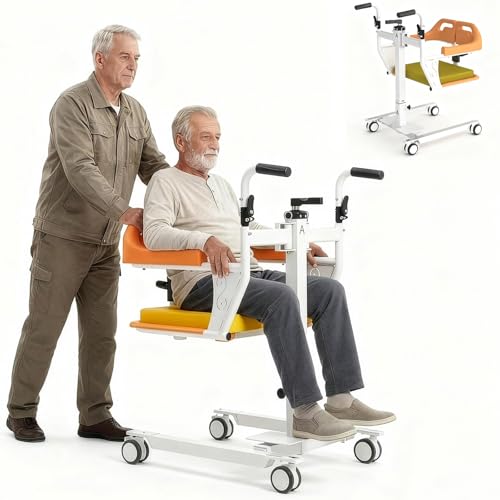 Patient Lift Transfer Chair for Home, Adjustable Height Patient Lift