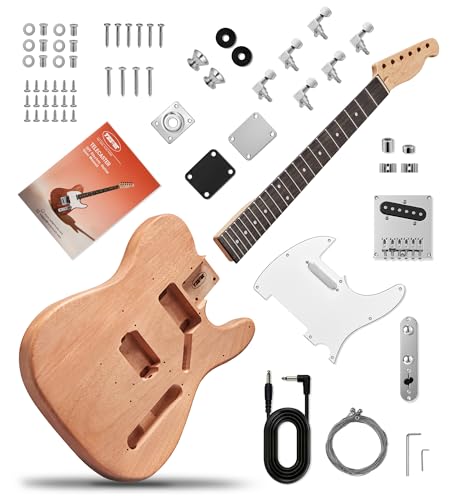 TOSTAR DIY Electric Guitar Kit with Mahogany Body, Purpleheart Fingerboard, Build Your Own Solid Body Electric Guitar Setup Kit, Easy Assembly 6 String Guitar, Birthday Gifts, TL Style