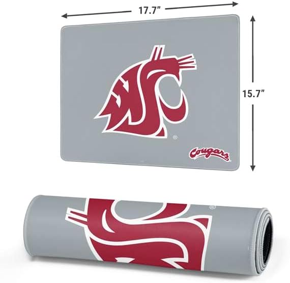 Skinit Medium Gaming Mouse Pad - Officially Licensed WSU Cougars Logo Design with Stitched Edges, Waterproof, Non-Slip Rubber Base, Desk Mat for Keyboard & Mouse, 17.7" x 15.75" inches