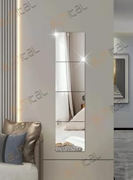 4 Pieces 30x30 cm Decorative Square Mirror - Sent With Double Sided Tape, real glass mirror