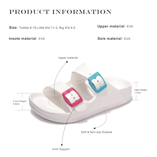 Image of FUNKYMONKEY Kids EVA Slides Waterproof Slip-on Pool Sandals for Boys Girls | Lightweight Plastic Sandals with Adjustable Double Buckle, Boys Girls Comfortable Non-slip Summer Shoes for Beach, Daily Wear