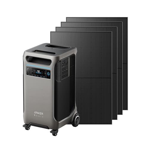 Anker SOLIX F3800 Portable Power Station with 4*410W Rigid Solar Panels, 3840Wh LiFePO4 Battery, 6000W AC output with 120V/240V, Solar Generator for Home Use, RV, Emergencies, Power Outages,