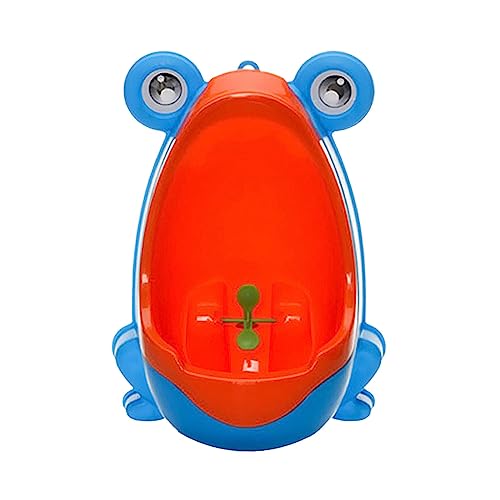 AMLESO Boy Toilet Training Standing Potty Urinal Portable Lightweight with Target Standing Urinal Toilet Frog Shaped for Indoor Outdoor Boys Kids, Blue Orange
