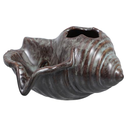 VINTORKY Outdoor Ceramic Conch Water Spitter Pond Fountain Statue Unique Design for Fish Tanks Hydroponic Plant Friendly Landscaping Garden Ornament Brown