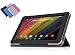 Fitian Three-folding Protective High Quality Silk Pattern Leather Folio Stand Folio Ultra Slim Magnetic Tablet Case for HP 10 2101RA/10 Plus 2201RA 10.1" Tablet PC (Black)