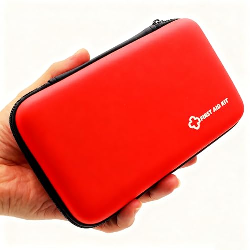 Small First Aid Kit Portable Compact Waterproof Mini Refill Supplies for Home Car Travel Camping Truck Hiking Sports Office & Outdoor Emergencies Red