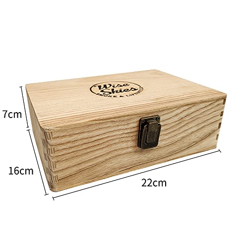 Wise Skies Wooden Rolling Box - Boxes with Hinged Lids Rolling Tray Storage (Large - Natural) - Image 3