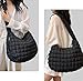 Black Puffer Tote Bag for Women Large Puffy Quilted Purse Hobo Crossbody Bags Lightweight Shoulder Bag for Travel Gym Work