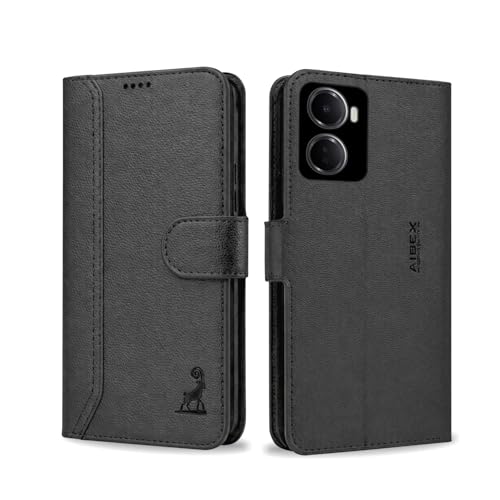 Image of AIBEX Compatible for Redmi 15A 5G Flip Cover Leather Finish | Inside TPU with Card Pockets | Wallet Stand | Complete Protection Flip Case Black