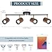 Modern 4-Light Track Lighting Kit Fixture, Adjustable Matte Black Finish and Dark Wood Lampshade Ceiling Light, Brass Swivel Item Kit, for Living Room, Kitchen, Artwork