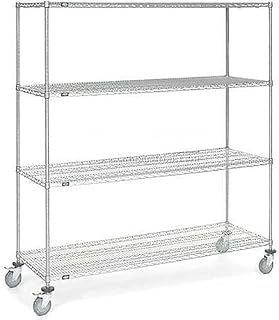 Nexel Chrome Wire Shelf Truck, 72x24x80 1200 Pound Capacity with Brakes
