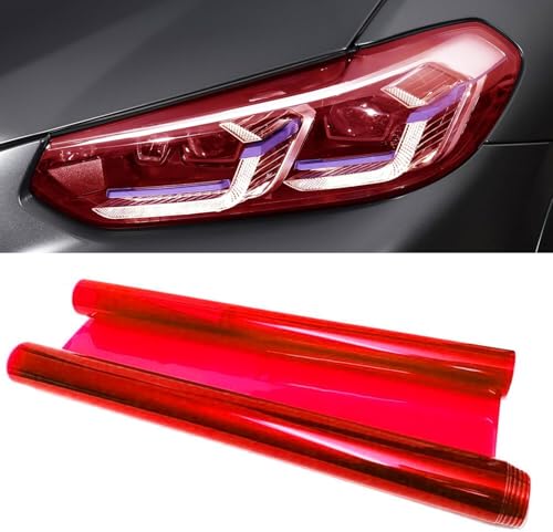 Image of HOME13 Self Adhesive Auto Car Tint Headlight Taillight Fog Light Vinyl Smoke Film Sheet Sticker Cover Car & Bike Protection Film (Red, 12x80 Inch)