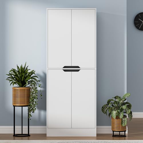 71-Tall-Kitchen-Pantry-Cabinet-4-Doors-Freestanding-Cupboard-Cabinet-Larder-Cupboard-with-Adjustable-Shelves-Kitchen-Hutch-Cabinet-for-Kitchen-Dining-Room-White 71 Tall Kitchen Pantry Cabinet 4 Doors Freestanding Cupboard Cabinet Larder Cupboard with Adjustable Shelves Kitchen Hutch Cabinet for Kitchen Dining Room White
