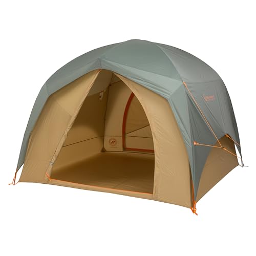 Big Agnes Big House - Base and Car Camping Tent, 3 Season Waterproof Gear, Easy Set Up for Groups, Chinois Green/Prairie Sand, 6 Person