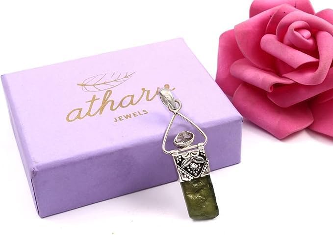 925 Sterling Silver Moldavite Necklace Real for Women Men Healing Crystal with Silver Chain Green Natural Energy Gemstone Pendant for Protection and Healing - Image 5