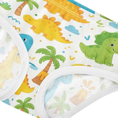 Joisal Toddler Underwear Floral 2t Cotton Panties Little Girl Funny Underpants Briefs Cute White Cartoon Dinosaurs4