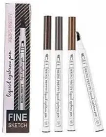 Caneta Sobrancelha Fio a Fio Marrom Efeito Microblading - À Prova D'Água Longa Duração 4 Pontas Ponta Ultrafina Preenchimento Natural - T&G Kit Completo