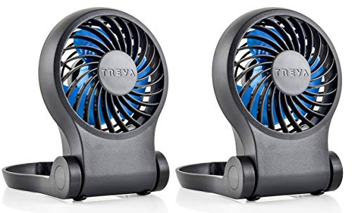 Treva 3.5 02COOL Mini USB Portable Desk Fan (2 Pack), Black/Blue, 2 Units