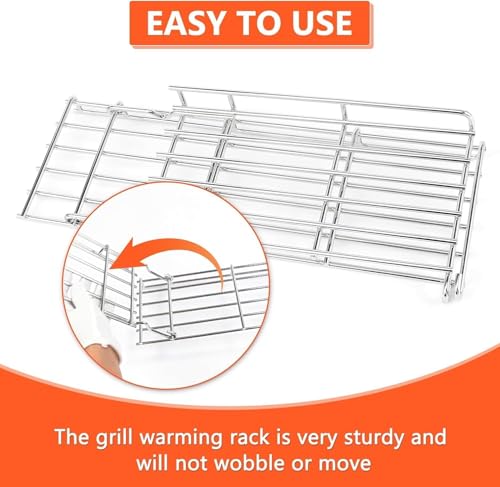 Image of 66045 Grill Warming Rack for Weber GS4 Genesis II E-410 S‑410, SE‑410 Grills & 400 Series Grills, Foldable Stainless Steel Warming Rack for Genesis 66045