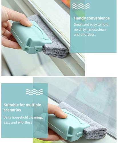 Image of ROKTRY 2-in-1 Groove Cleaning Brush for Window, Sliding Doors, Kitchen Sink, Car Vents - Multipurpose Cleaning Tool with Scouring Pad - Household & Bathroom Brush Keyboard Mini Dust Cleaner Tool