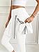 Fisoew Women's Tennis Golf Skirt with Capris Leggings Pockets Wrap Contrast Colors Gym Athletic Skorts White