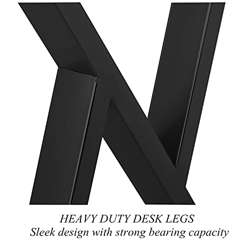 Image of HOMEKAYT Industrial Triangle Iron Table Legs (28 inchH x 24 inchW) - Black, Set of 2 - Heavy Duty, Modern Design - Multiple Uses for Dinning, Coffee, Office Tables